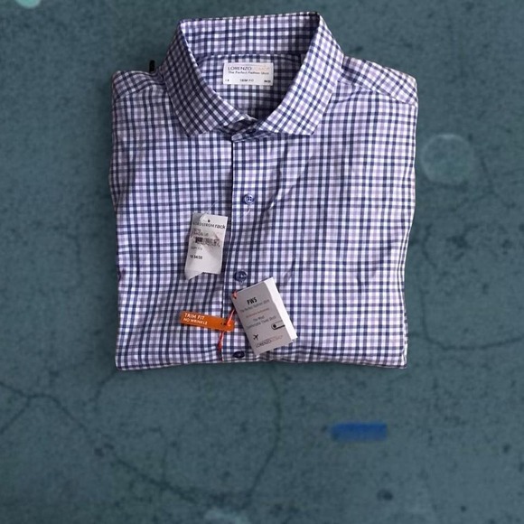 Lorenzo Uomo Other - Lorenzo Uhomo NWT Purple  white blue plaid long sleeve button up shirt